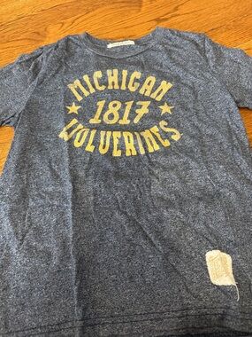 Original Retro Brand Kids Heather Navy Tee with Yellow Michigan Graphic